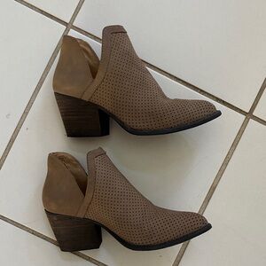 Steve Madden Tan Perforated Ankle Booties